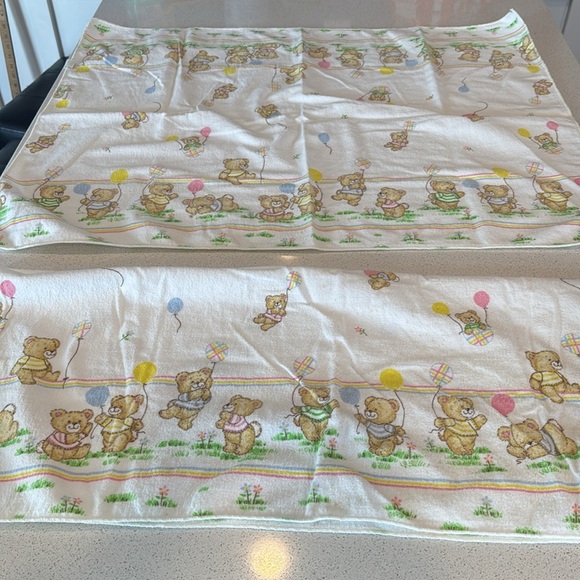 Set of 2 Vintage Toddler Time 100% cotton baby receiving blanket vintage 30 x 40 - Picture 4 of 8